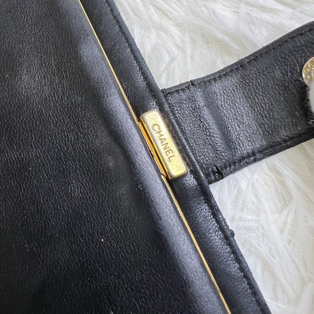 CHANEL シャネル 正規品 ココマーク 型押し レザー ブラック 黒