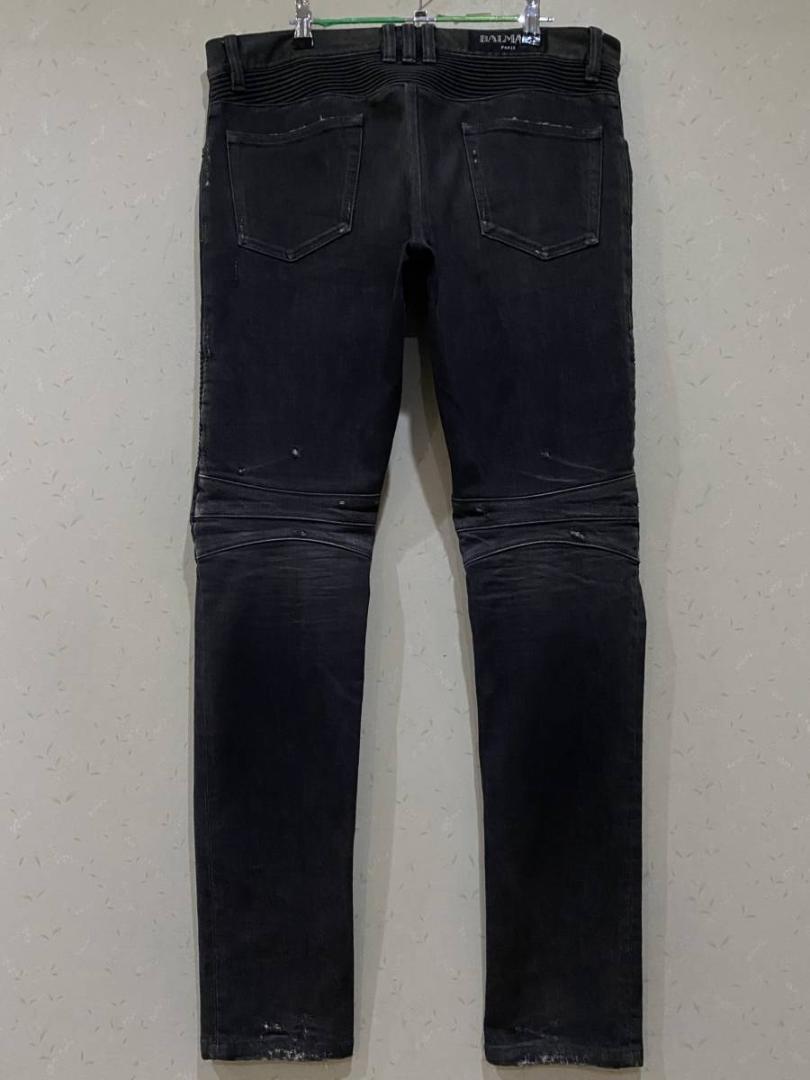 BALMAIN バルマン バイカー 蛇腹 ダメージ加工 ストレッチ デニム