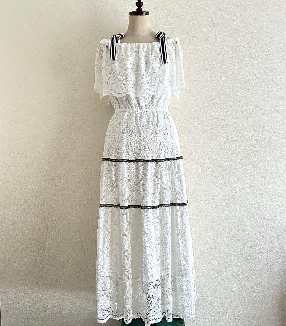 【新品タグ付】SEVEN TEN 定価38,500円レースオフショルドレス 【新品タグ付】SEVEN TEN 定価38,500円レースオフショルドレス