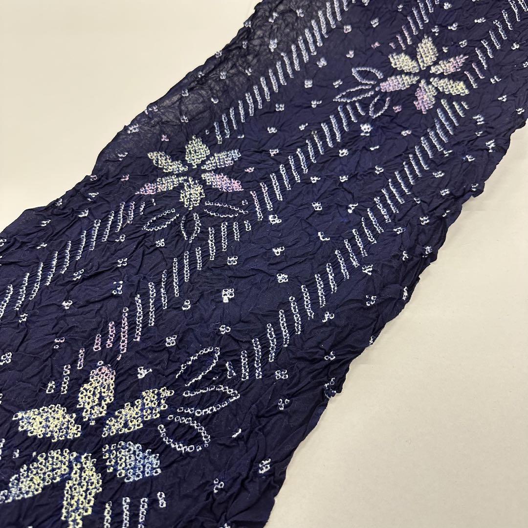 新品 綿 絞り 浴衣 反物 伝統工芸品 藤娘 きぬたや 紺 2971