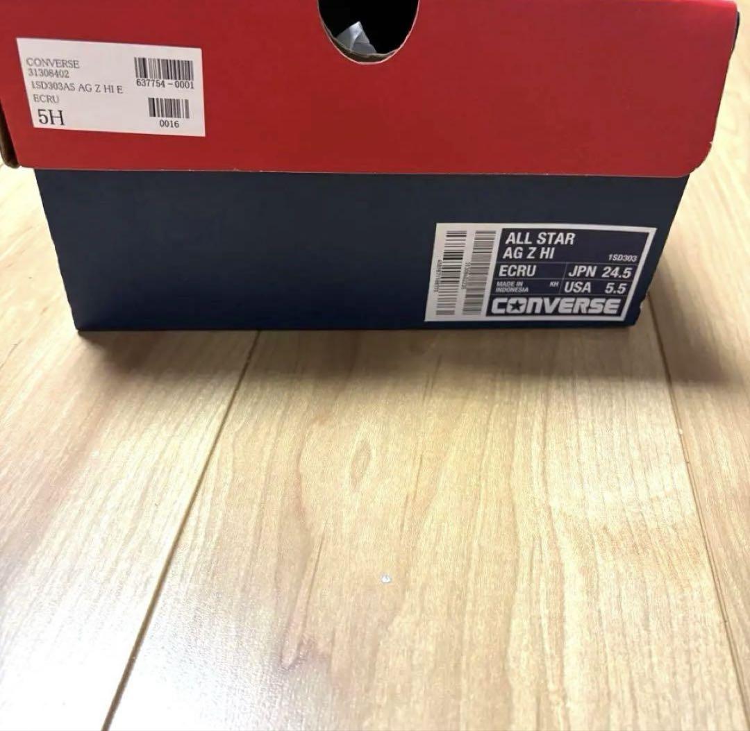 未使用　CONVERSE ジッパー付きホワイトハイカットスニーカー24.5㎝