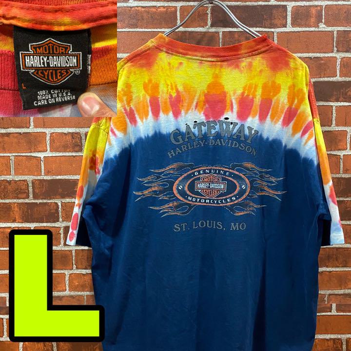 Q18 HARLEY-DAVIDSON プリントTシャツ タイダイ ビッグサイズ Q18 HARLEY-DAVIDSON プリントTシャツ タイダイ ビッグサイズ