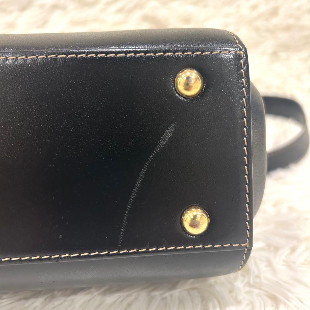 美品 ゴールドファイル 2way ショルダーバッグ レザー ハンドバッグ