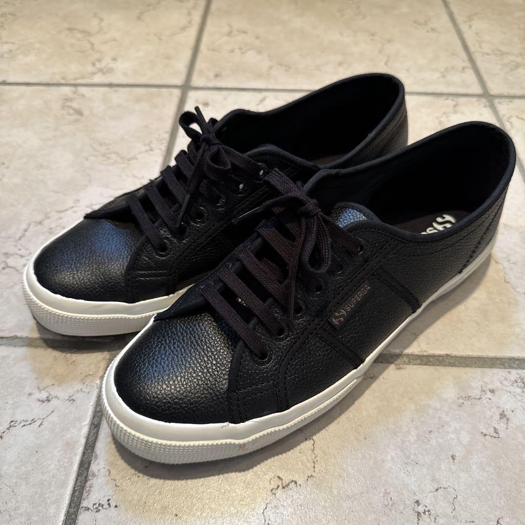 SUPERGA メンズ　ブラックレザー スニーカー 43
