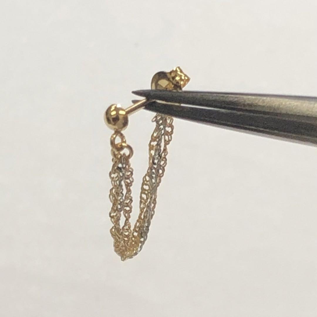 新発売 新商品 K18 ピンクゴールド ゴールド フープピアス チェーンピアス アクセサリー