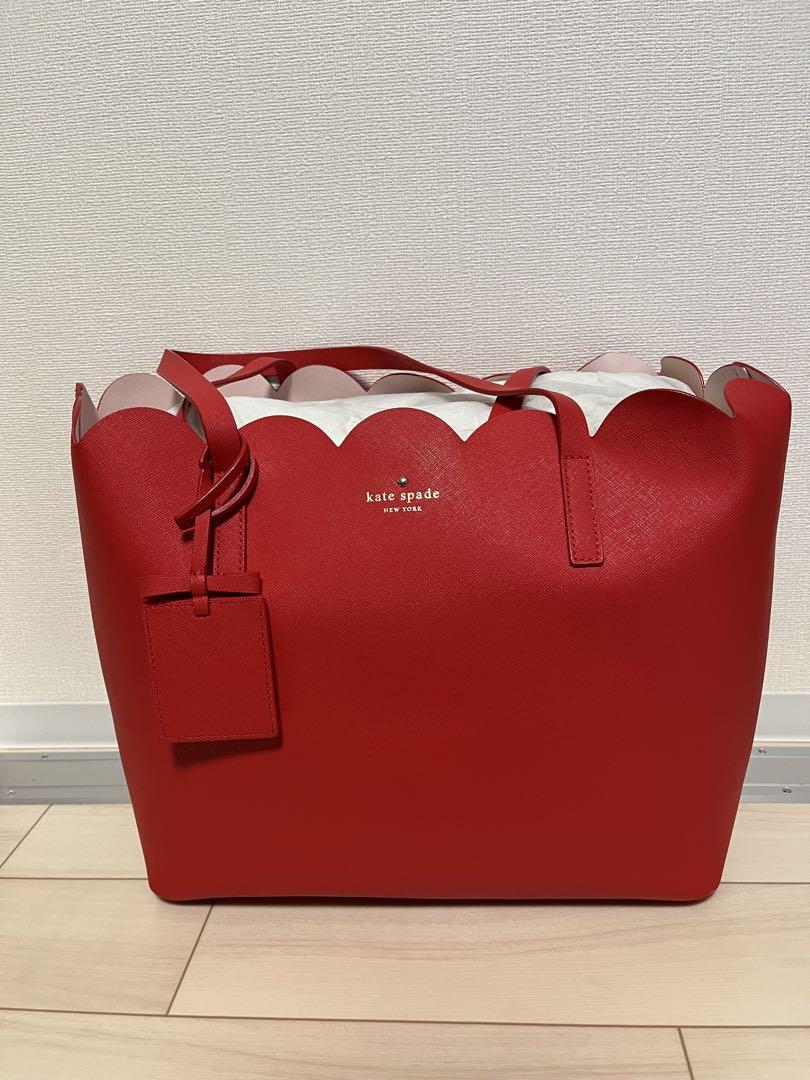 kate spade レッド スカラップトートバッグ