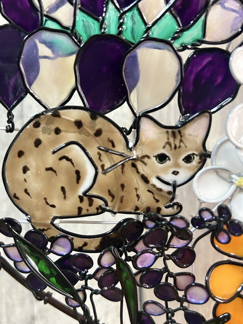 goro「窓辺の猫さん」「花畑の中から‥」ワイヤークラフト