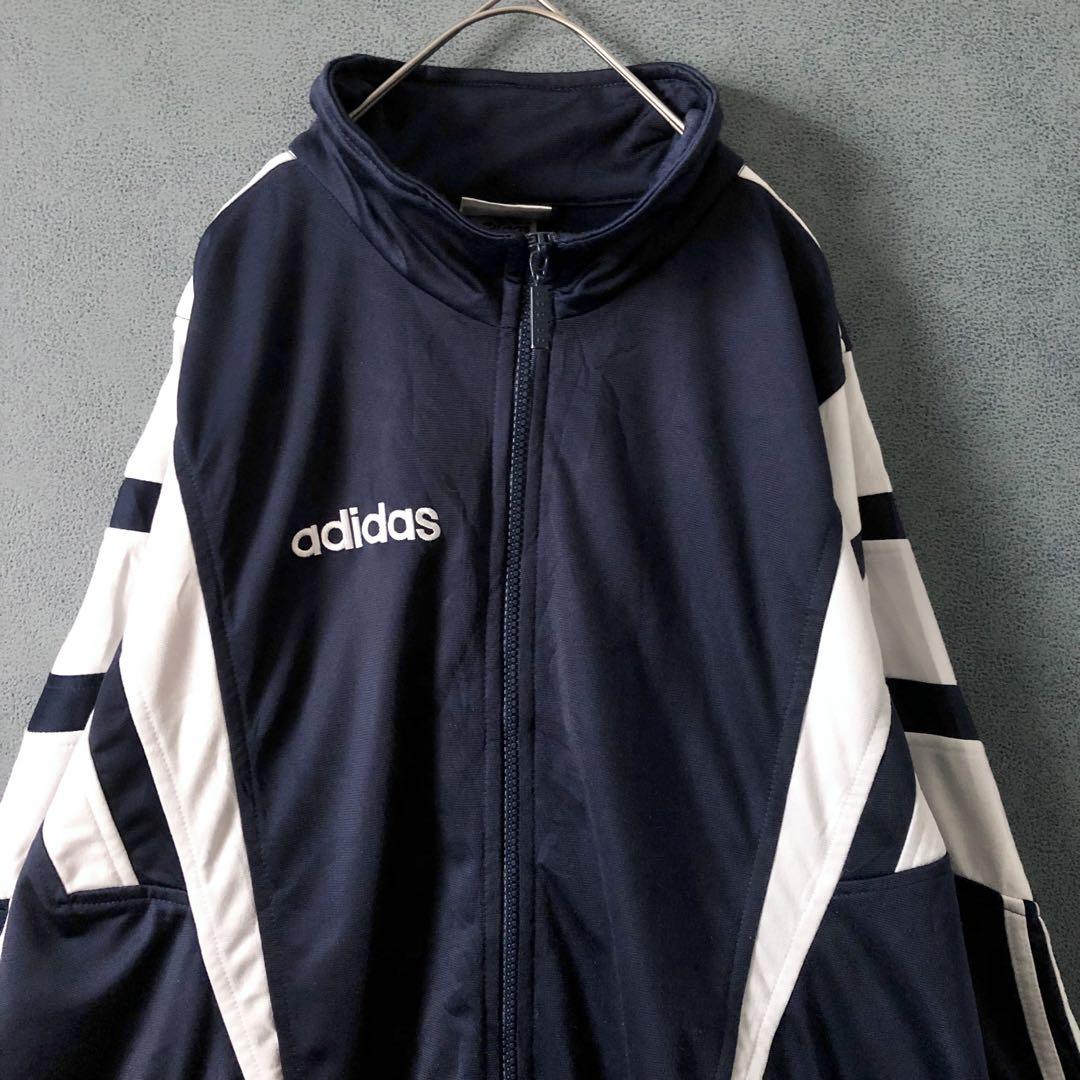 【★adidas×万国旗タグ】L〜XL程度 トラックジャケット リブジャージ刺繍