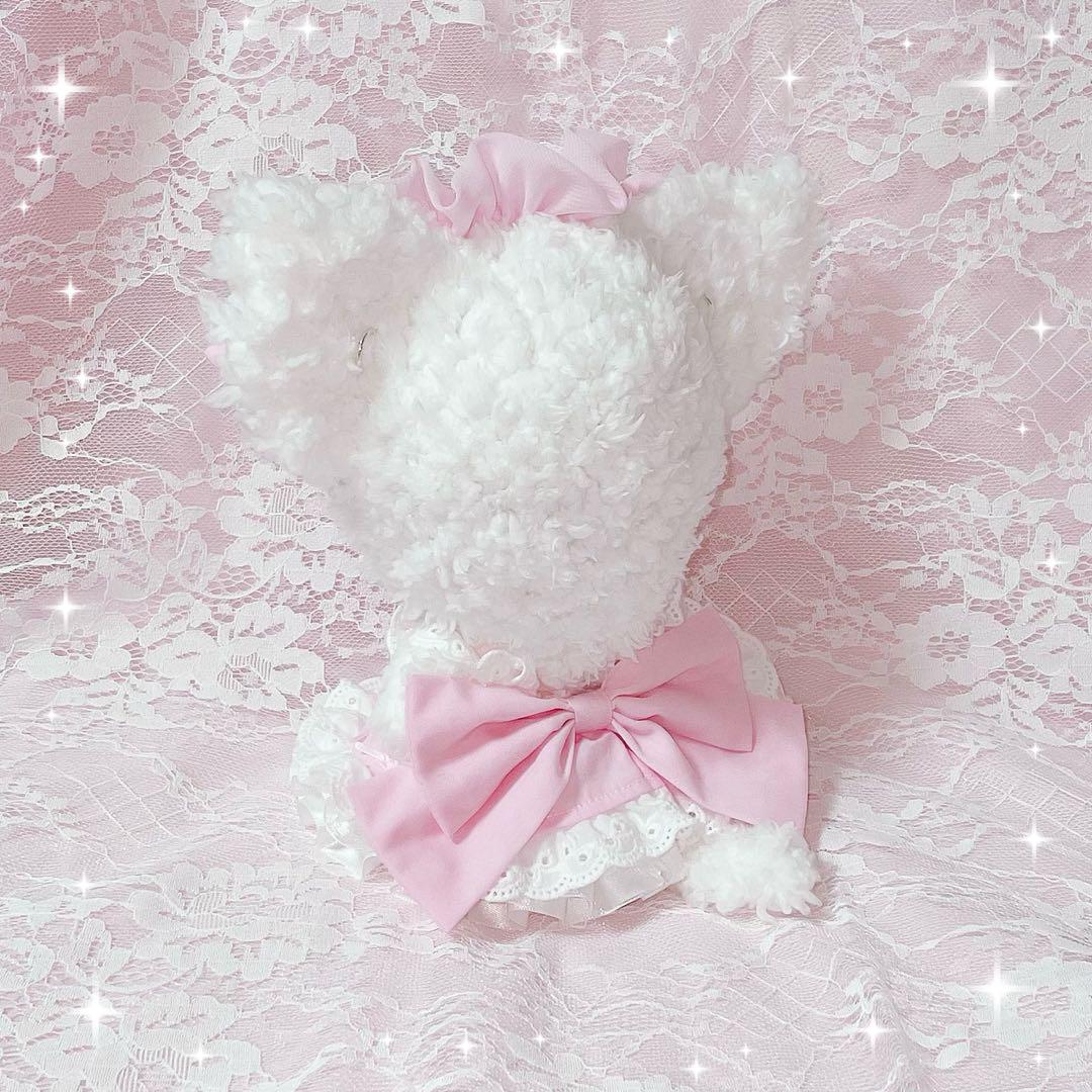 ぬい服 ドレス 着ぐるみ 15cm~17cm ロリィタ フリル ネコ耳 ピンク⑥