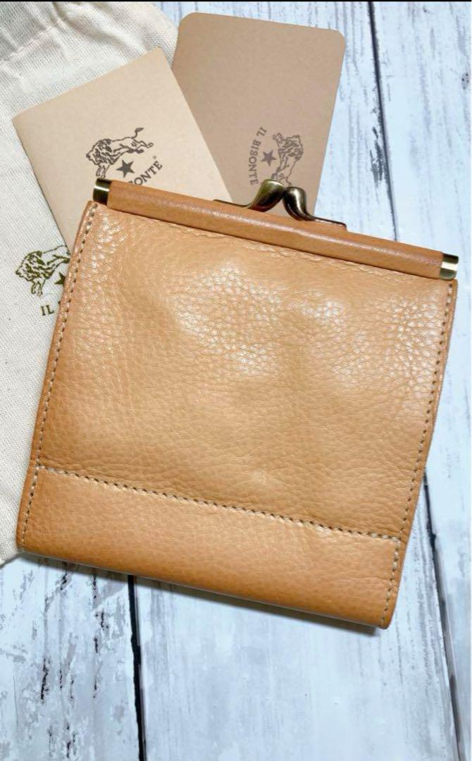新品 IL BISONTE☆限定色☆がま口二つ折り財布 ナチュラル ビスケット 小物