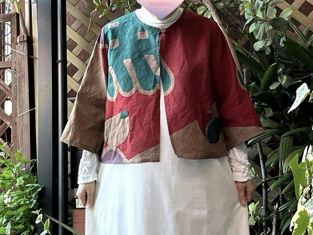柿渋(鉄媒染)大漁旗のチュニック-『なごみ屋』