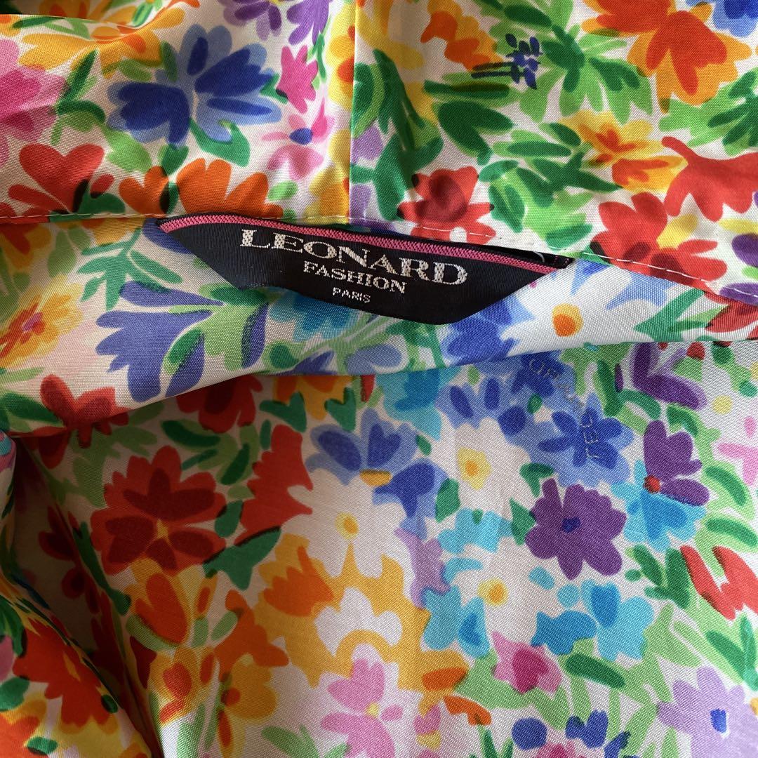 スプリングコート　フード付き　カラフル　花　LEONARD レオナール 中古