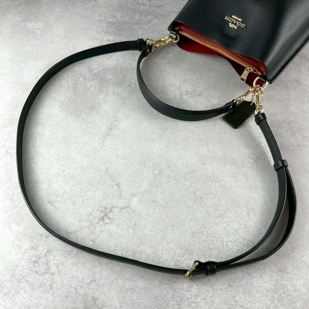 未使用級 コーチ モリーバケット 2way ショルダーバッグ レザー ブラック