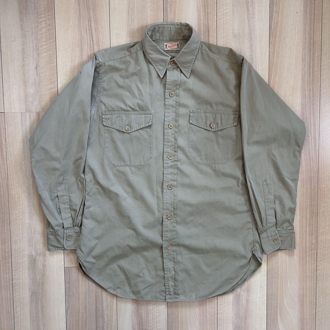 40s 50s Rycroft ワークシャツ マチ付き ミリタリー カーキ