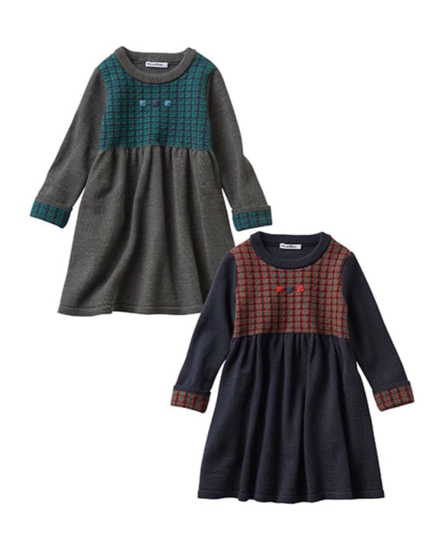 《familiar》チェック柄ニットワンピース 130 《familiar》チェック柄ニットワンピース 130