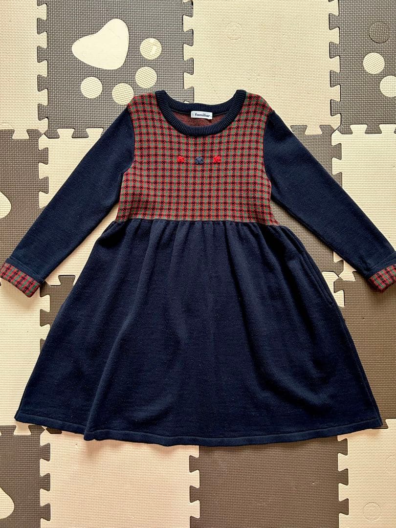 《familiar》チェック柄ニットワンピース 130 《familiar》チェック柄ニットワンピース 130