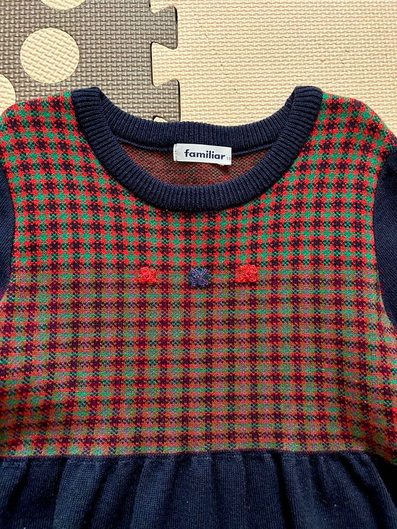 《familiar》チェック柄ニットワンピース 130 《familiar》チェック柄ニットワンピース 130