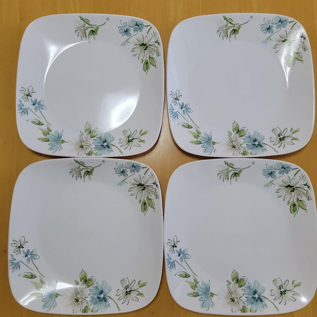 新品　コレール　スクエア大皿 × 4 フェアリーフローラ