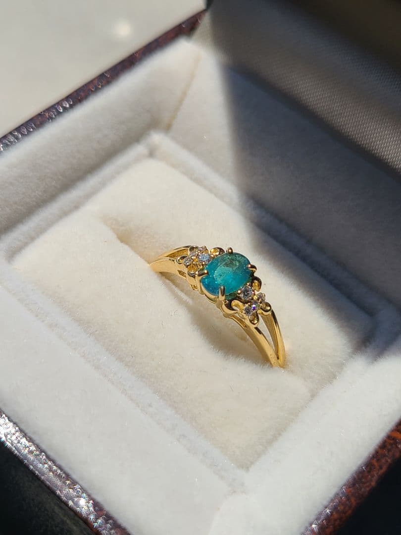 パライバトルマリン リング 非加熱 k18 濃厚 パライバトルマリン リング 非加熱 k18 濃厚