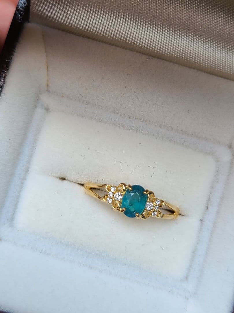 パライバトルマリン リング 非加熱 k18 濃厚 パライバトルマリン リング 非加熱 k18 濃厚