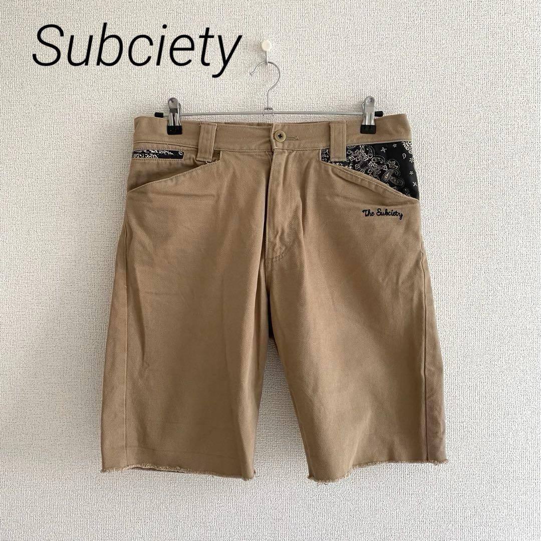 サブサエティー　ショートパンツ　ハーフパンツ　ペイズリー　チノパン　ベージュ　M