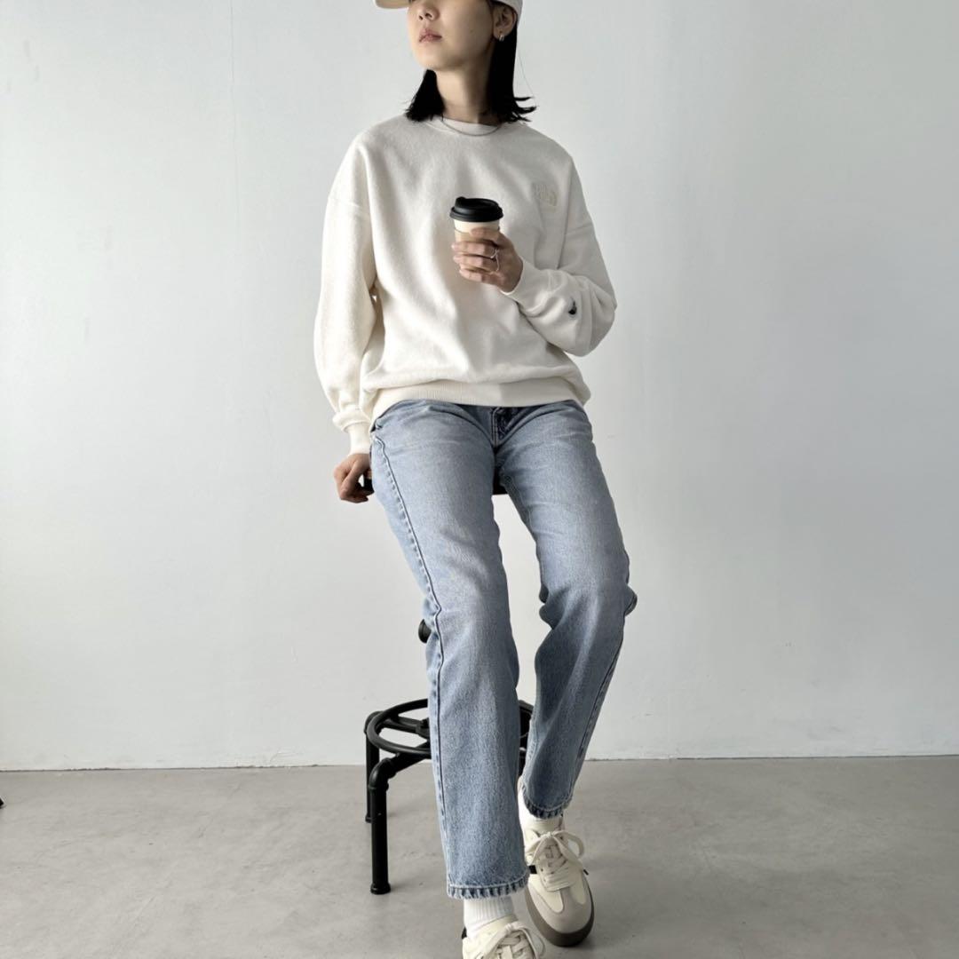 即納 新品 THE NORTH FACE クルーネック 刺繍サガラスウェット L