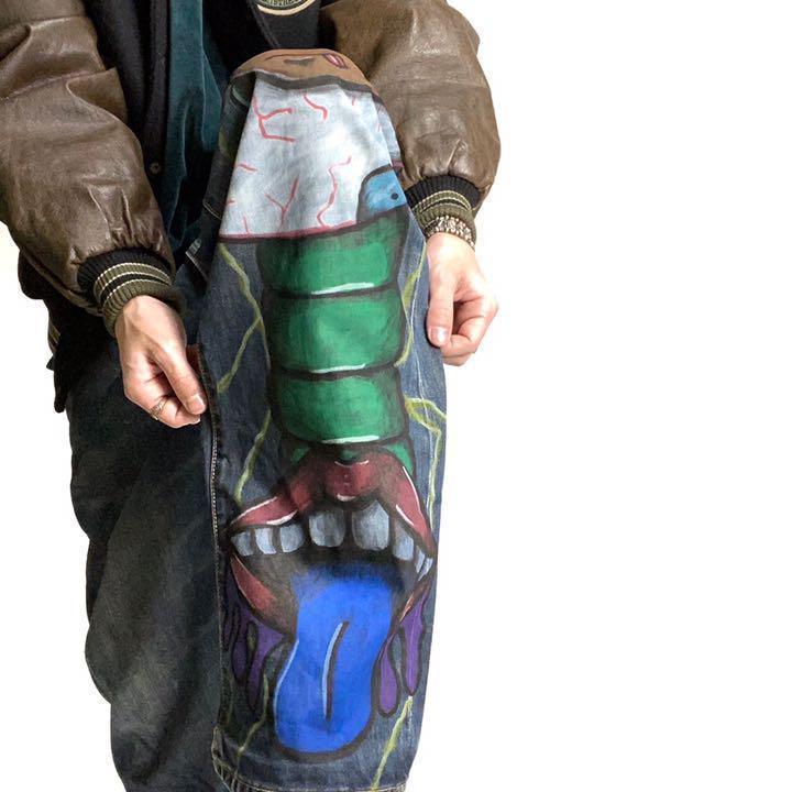 ペイントデニム DOPE ヒップホップ系 DOPEキャラ イナズマ ゆるダボ 神奈川激安 【ペイントデニム DOPE ヒップホップ系 DOPEキャラ イナズマ ゆるダボ】 デニム/ジーンズ