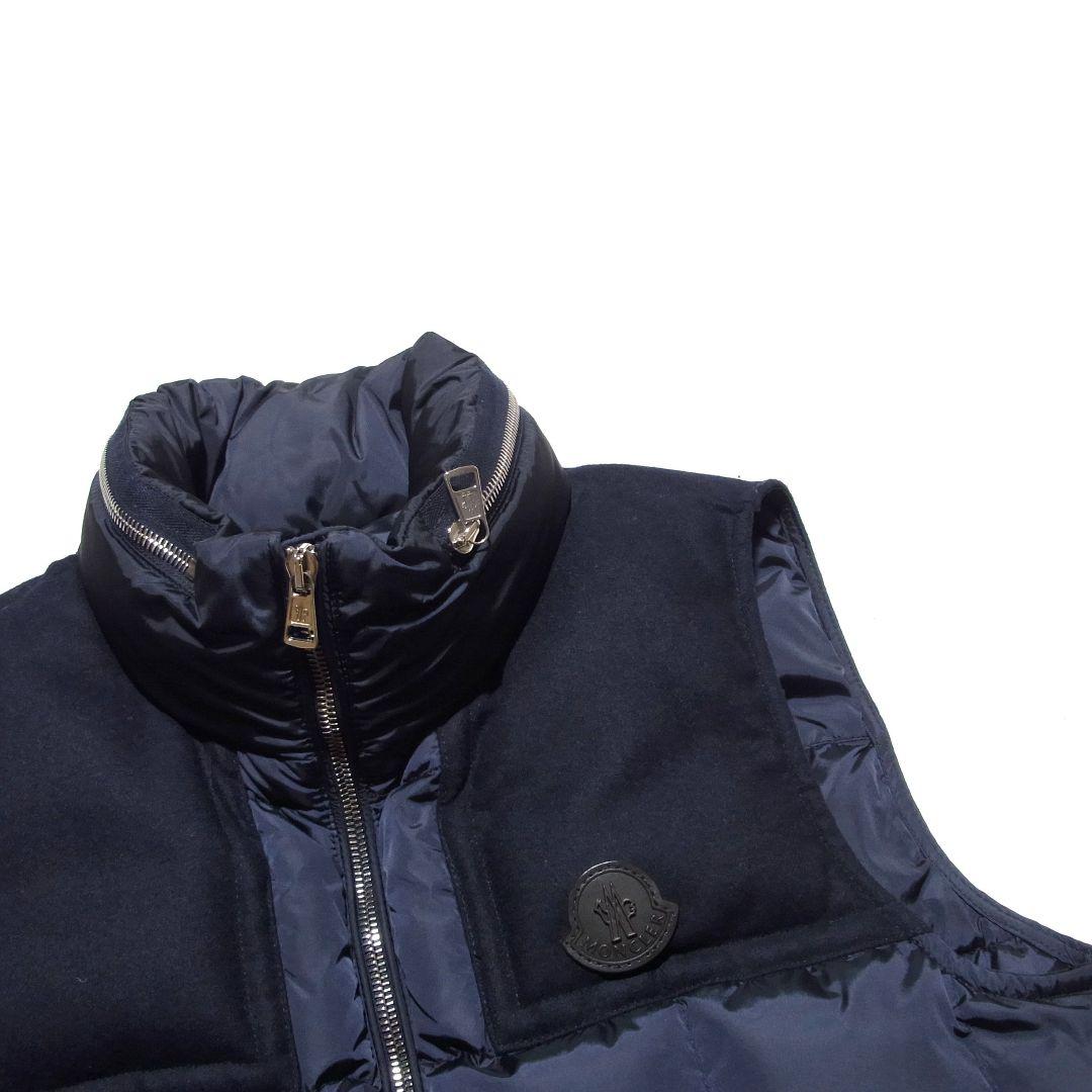 モンクレール CESAR セザール ウール 切替 ダウンベスト 0 ネイビー