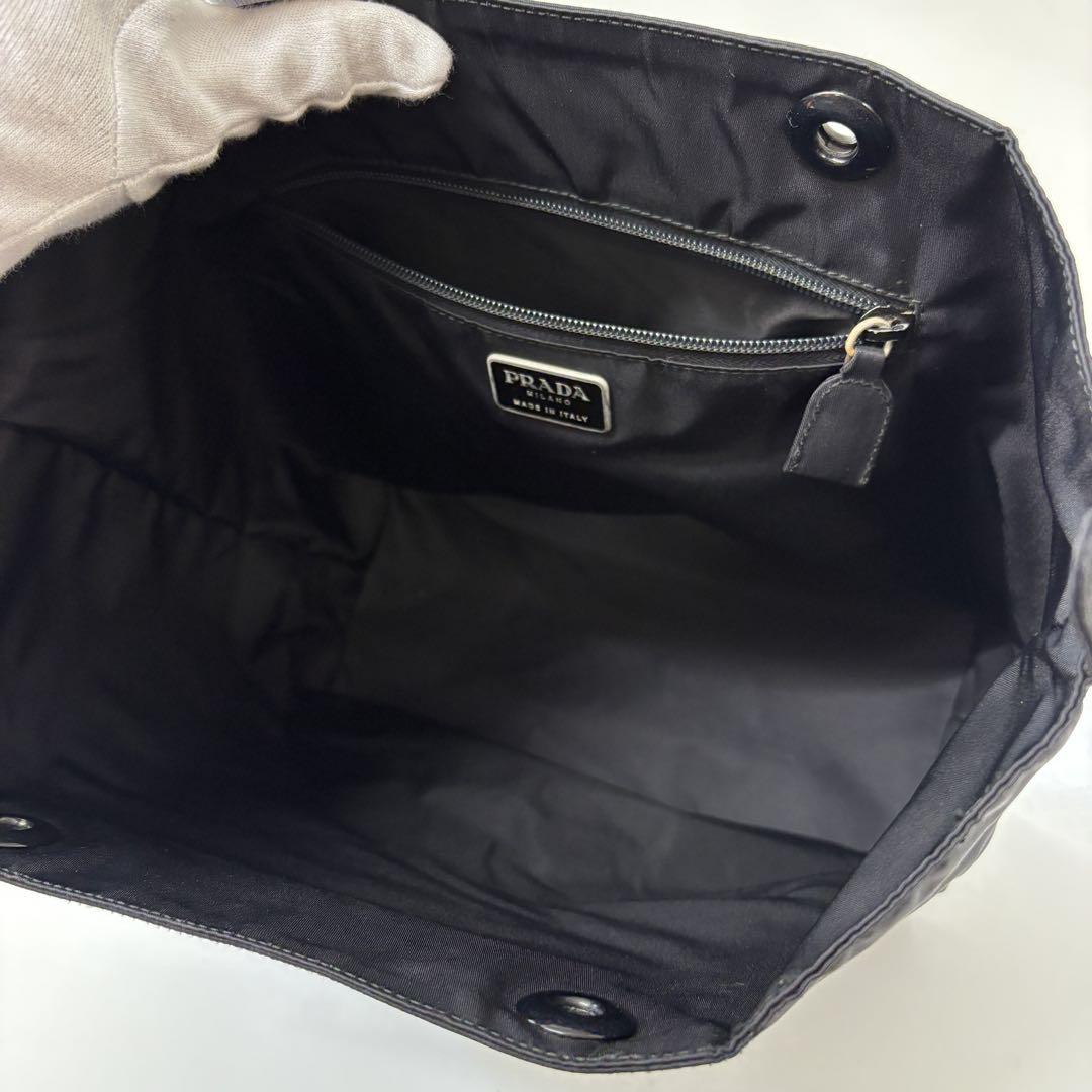 訳あり PRADA プラダ 三角ロゴ ナイロン トートバッグ ブラック