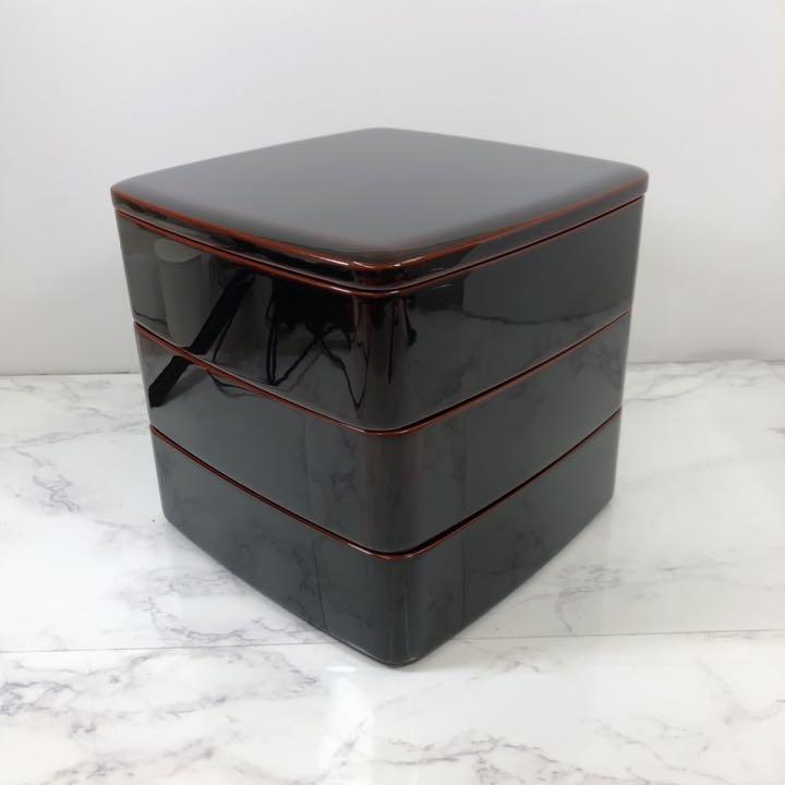 NEW ARRIVAL‐ 新品 重箱 漆 約縦横18.5㎝ 3段 7DuNV-m41944061934 定15万位 手ぬり漆 おせち お重 人気SALE新作登場