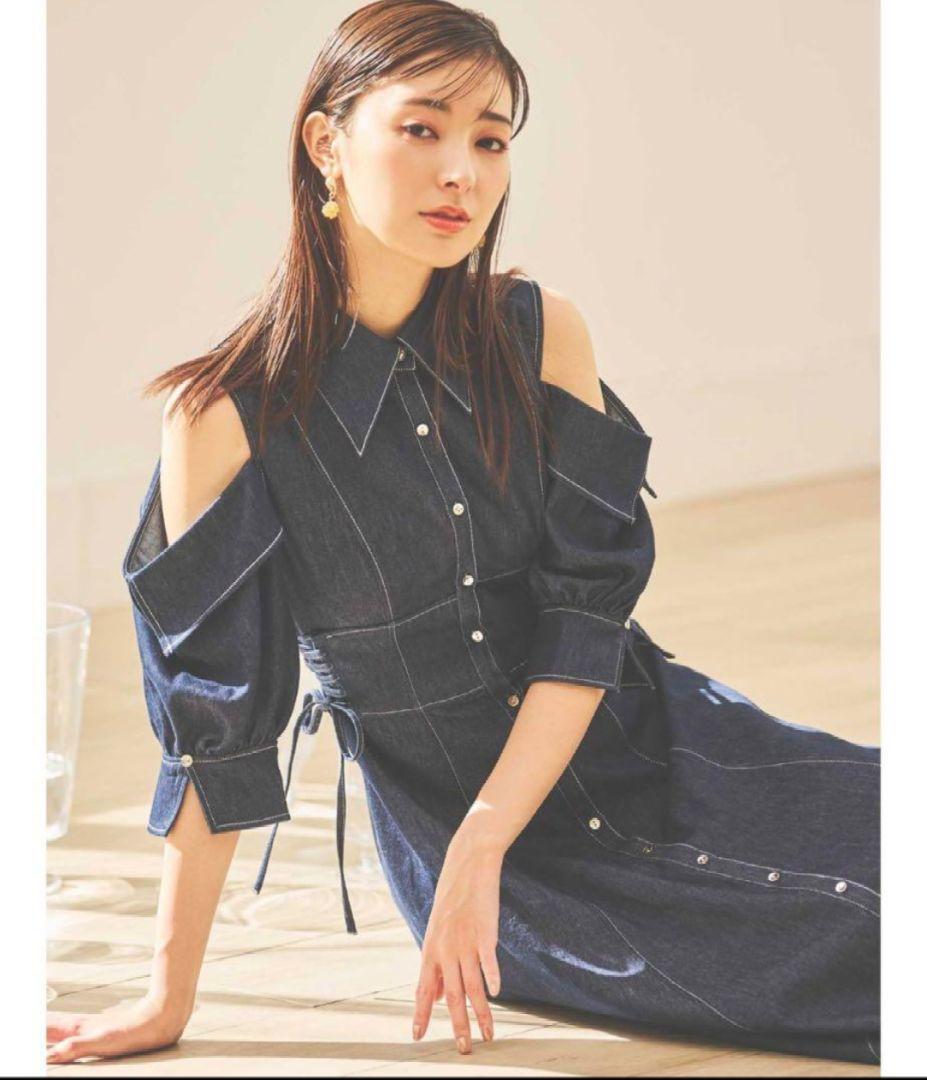 dazzlin オープンショルダーデニムステッチワンピース 新品未