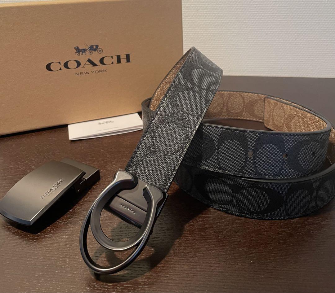 新品COACH3点セットシグネチャーフリーサイズリバーシブルベルト箱付き ベルト