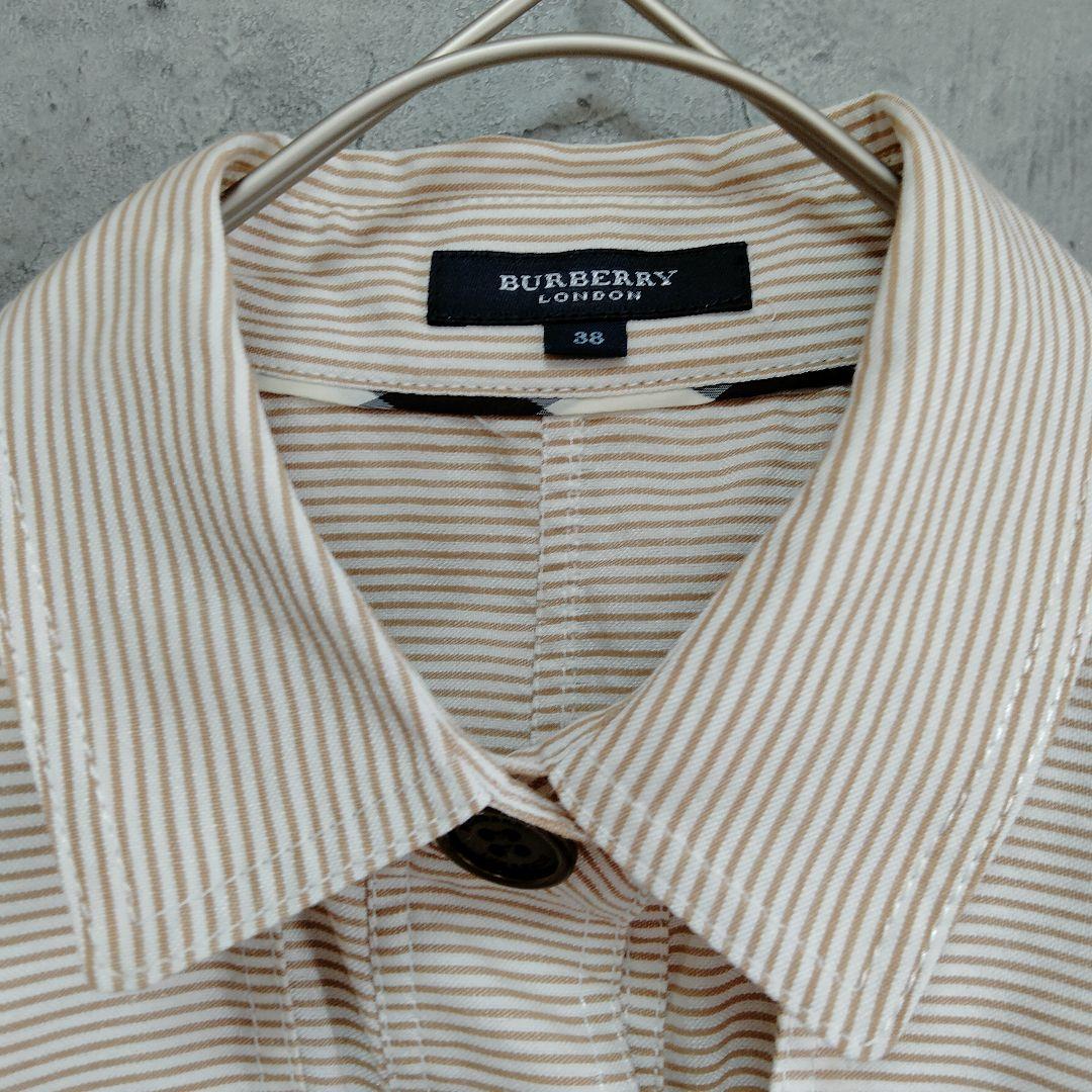 大型セールや時期 BURBERRY 38 ワンピース ロング シャツ ボーダー ノースリーブ 白 ワンピース
