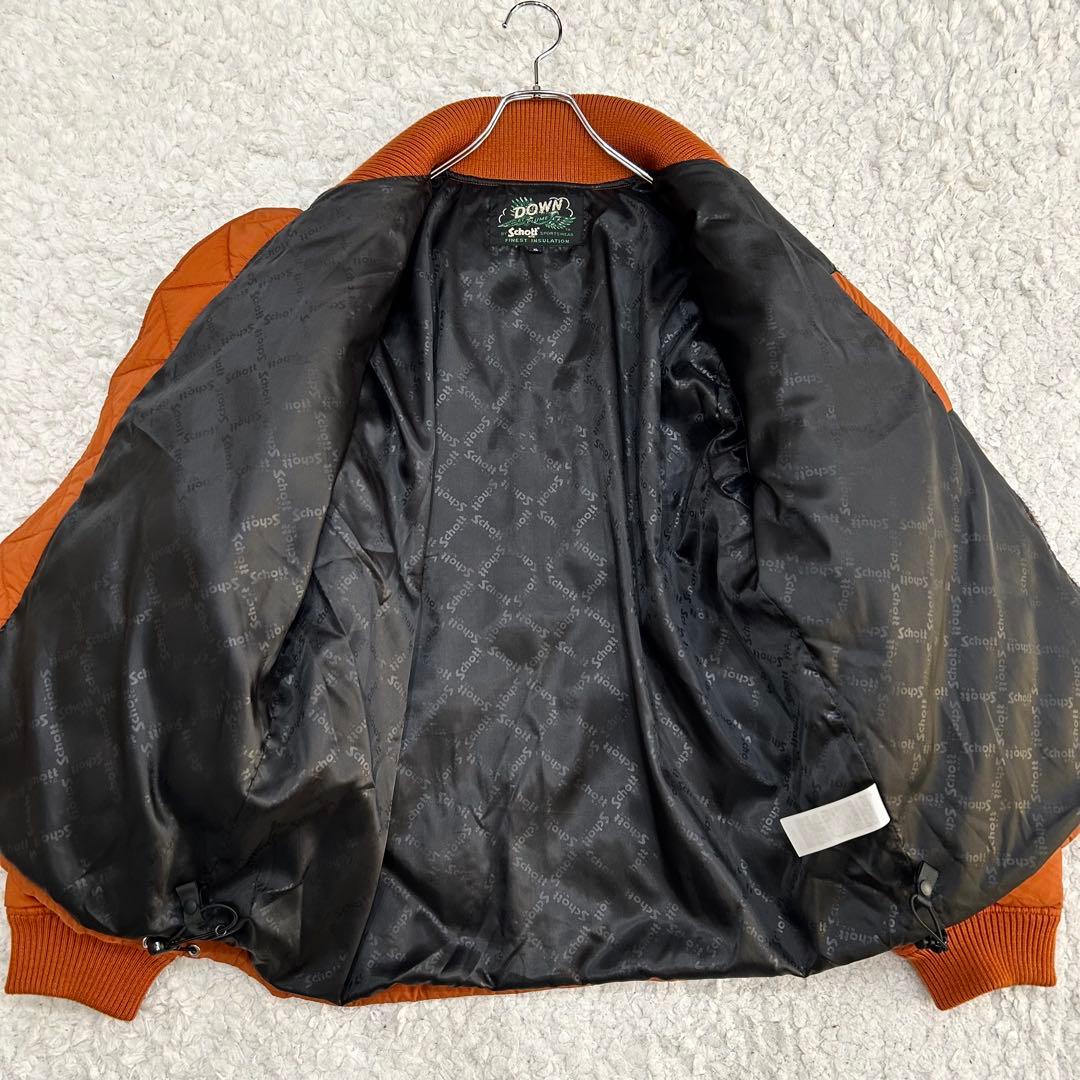 Schott キルティング軽量ダウン XL オレンジ 撥水 Schott キルティング軽量ダウン XL オレンジ 撥水