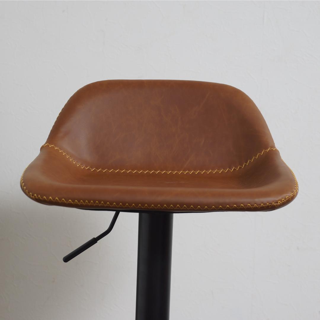 【新品】】リアルレザー調　バーチェア　360度回転　昇降式　アウトレット