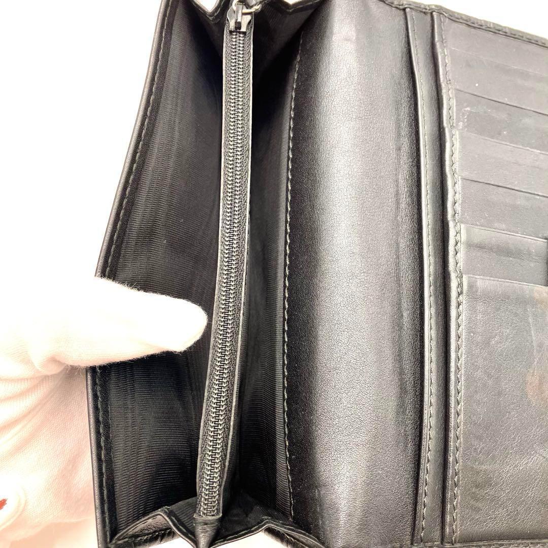 GUCCI グッチ シマレザー インターロッキング 長財布 二つ折りGG柄 黒