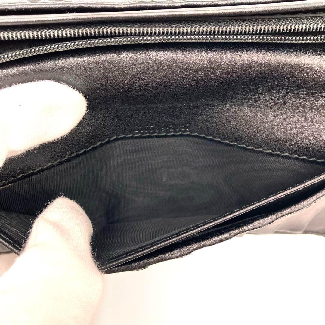 GUCCI グッチ シマレザー インターロッキング 長財布 二つ折りGG柄 黒