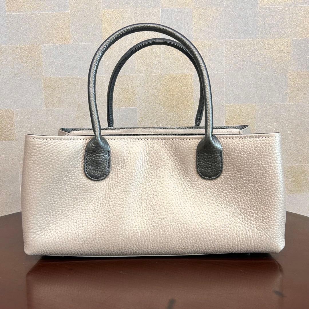 衿秀 バッグ 和装 変形利休バッグ 本革 バイカラー　ブロンズ/濃いグレー