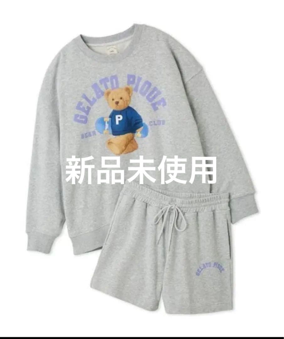 ジェラートピケ スポーティーベア裏毛プルオーバー＆裏毛ショートパンツセット 新品