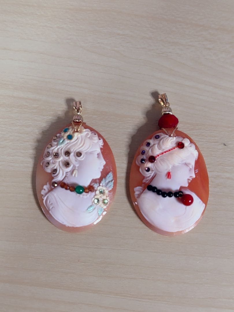 K18金天然シェルカメオペンダント8点セット　セール中です　50%off