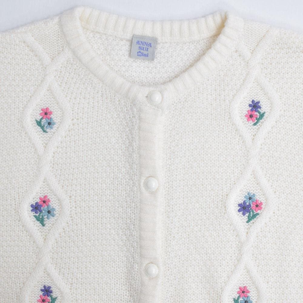 ANNA SUI Mini フラワー刺繍 デザイン アクリルニット カーディガン ANNA SUI Mini フラワー刺繍 デザイン アクリルニット カーディガン