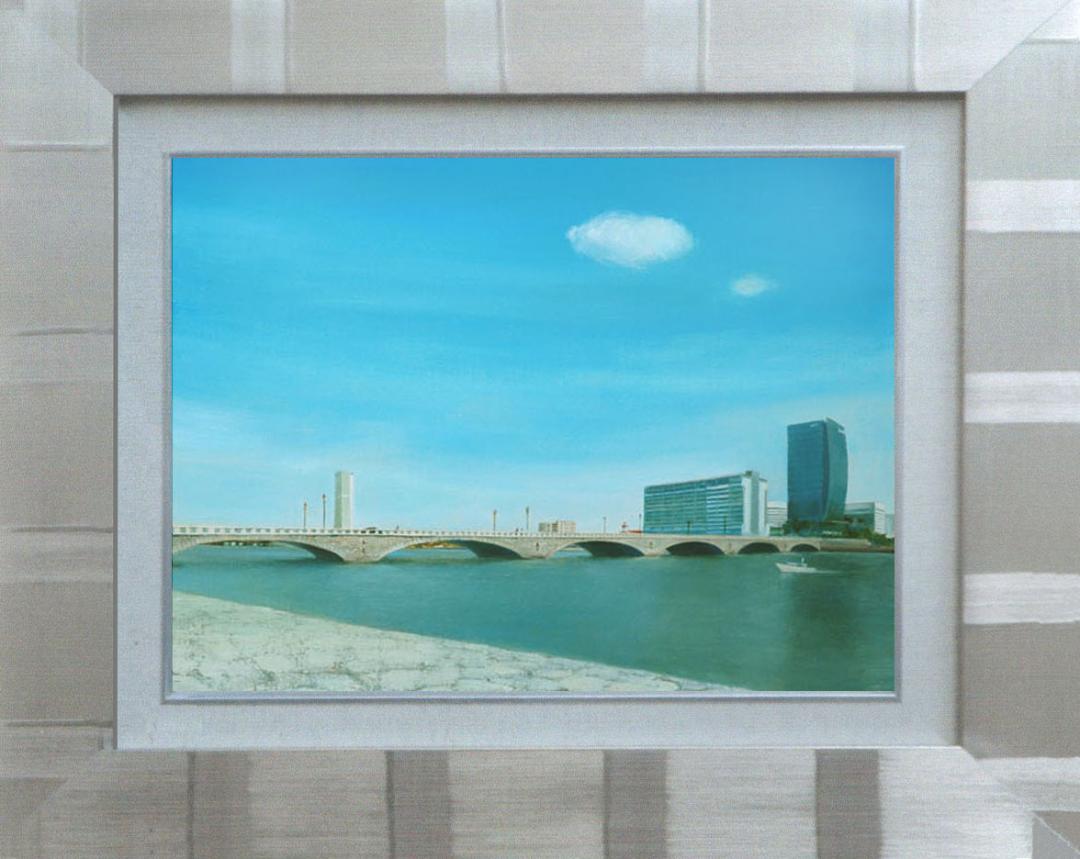 メルカリ 絵画　絵　油絵　F6-080314　風景（橋のある風景） メルカリ 絵画 絵 油絵 F6-080314 風景（橋のある風景）