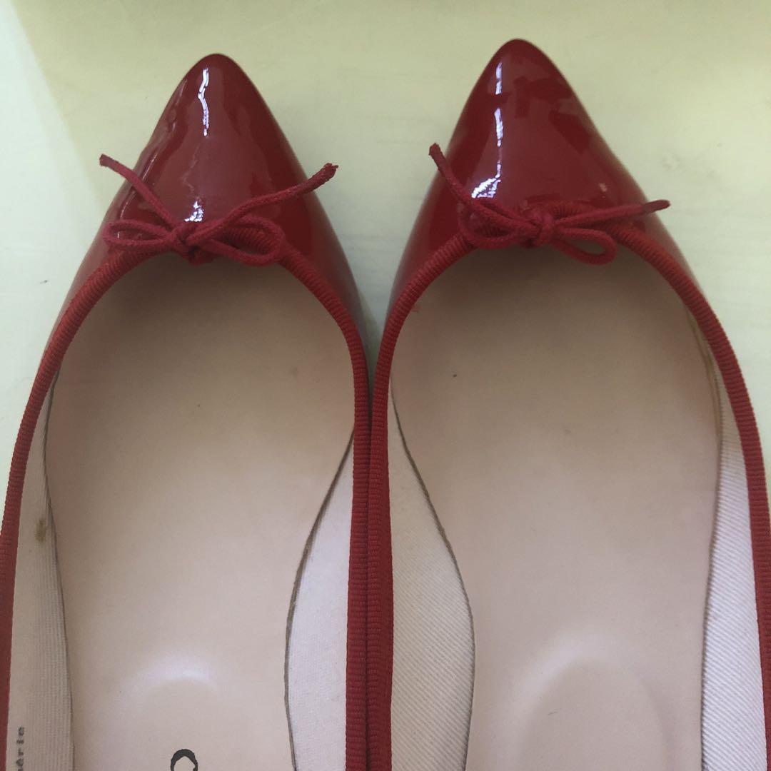 Repetto 赤 ポインテッドトゥバレリーナ 37.5