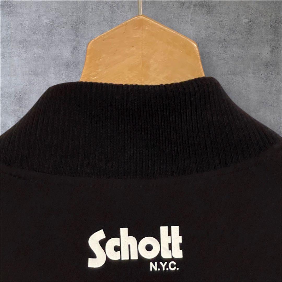 【美品】Schott N.Y.Cパディングジャケット L 黒 ワッペン MA-1 【美品】Schott N.Y.Cパディングジャケット L 黒 ワッペン MA-1