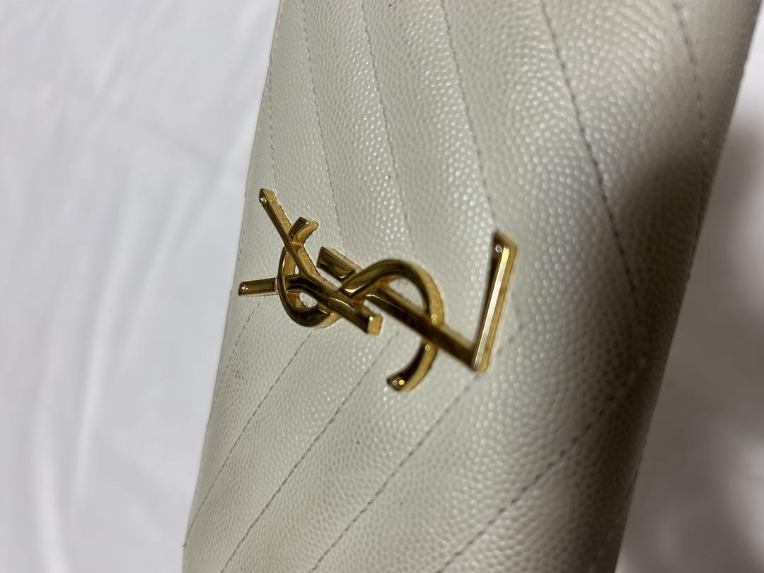 YSL イヴ・サンローラン　長財布　希少　ホワイト　レザー
