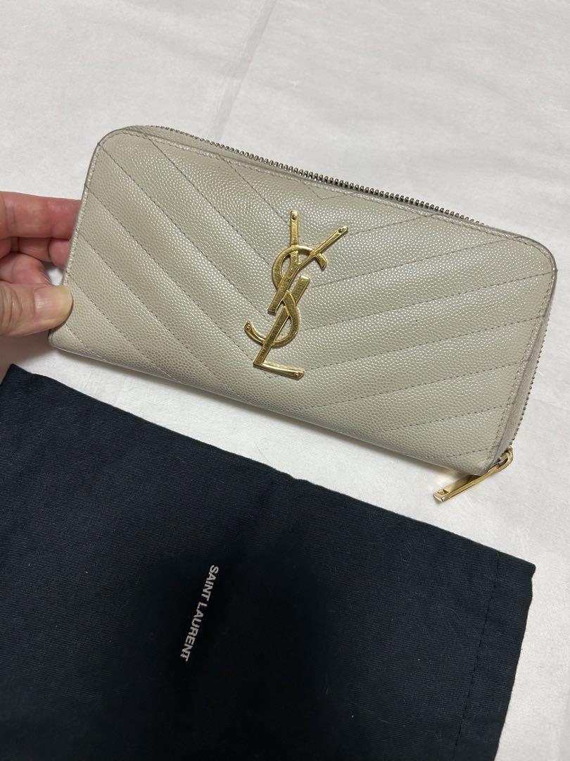 YSL イヴ・サンローラン　長財布　希少　ホワイト　レザー
