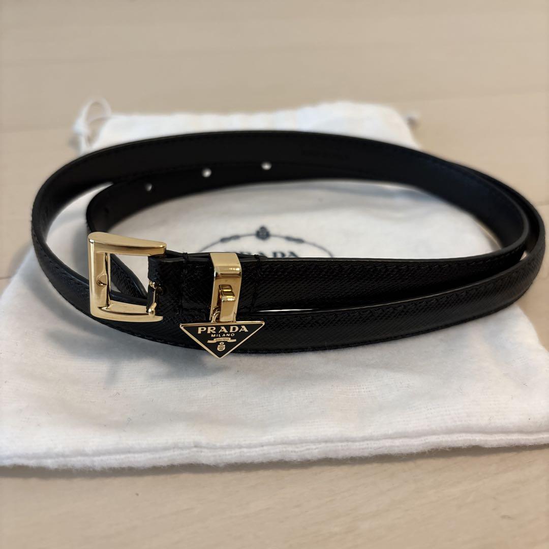 ⭐︎ PRADA プラダ ベルト サフィアーノ トライアングル 美品 ブラック