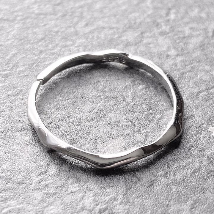 シルバーリング925 細面 ブラックライン オープンリングNo2 - アクセサリー