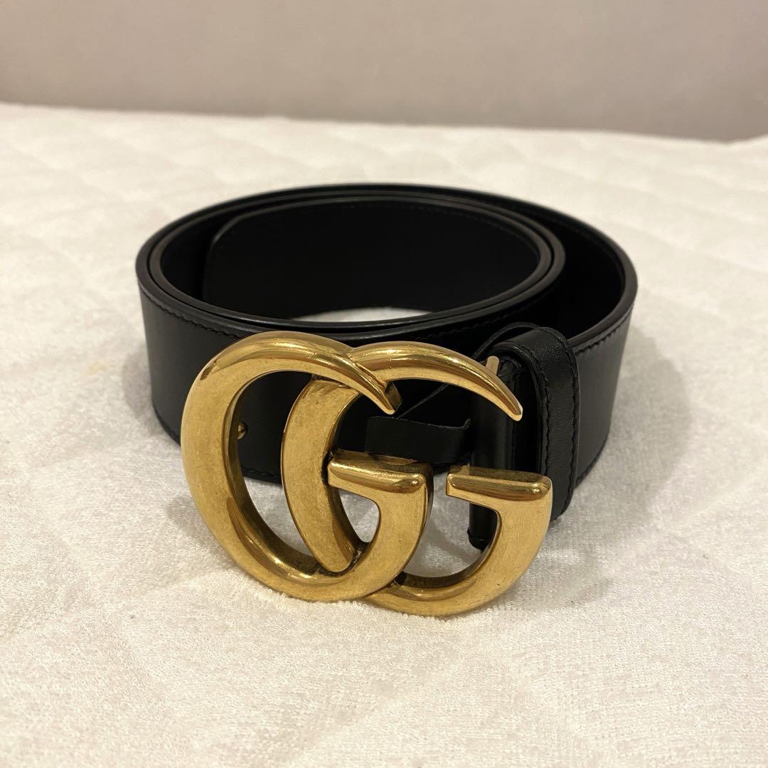 GUCCI GGロゴ ベルト 黒　未使用 GUCCI GGロゴバックル ベルト 黒