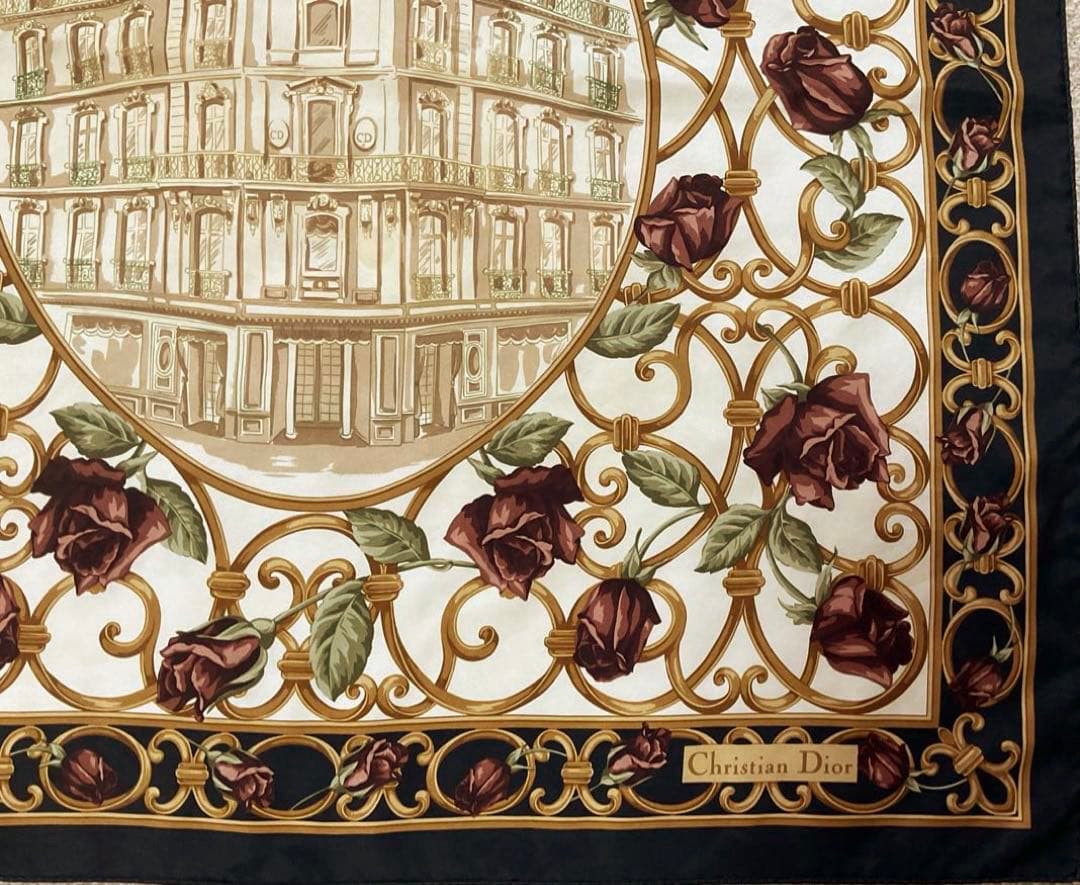 クリスチャンディオールChristian Diorヴィンテージ大判シルクスカーフ